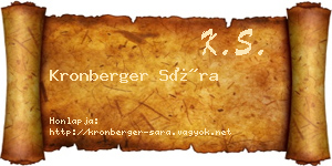 Kronberger Sára névjegykártya