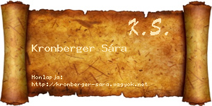 Kronberger Sára névjegykártya